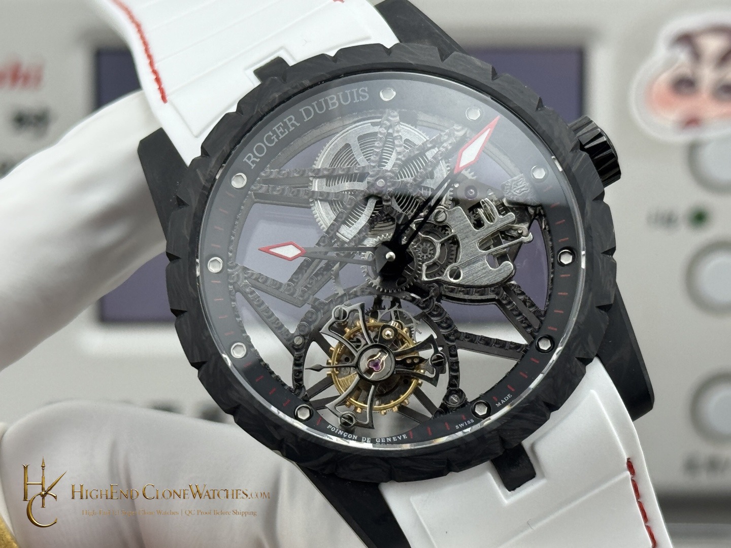 Roger Dubuis Excalibur DBEX0577 bezel detail super clone watch