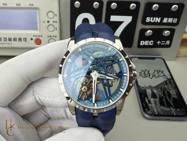 Roger Dubuis RDDBEX0838 silver-black skeleton dial super clone watch