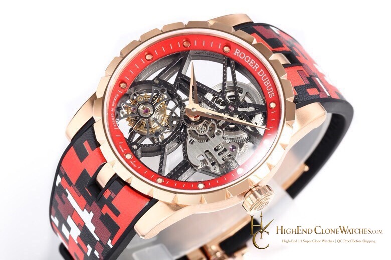 Roger Dubuis Excalibur RDDBEX0938 angled dial view super clone watch