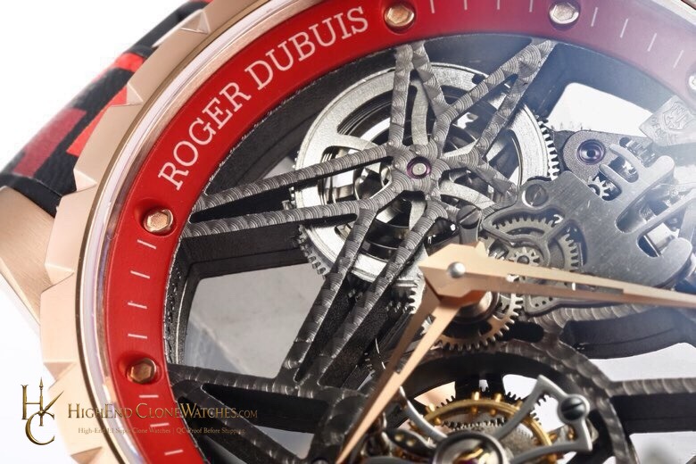 Roger Dubuis Excalibur RDDBEX0938 bezel detail super clone watch