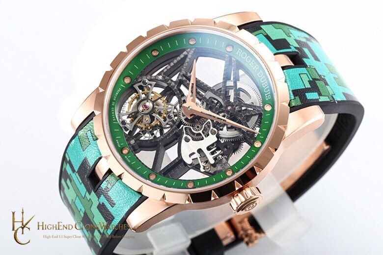 Roger Dubuis Excalibur RDDBEX0939 angled dial view super clone watch