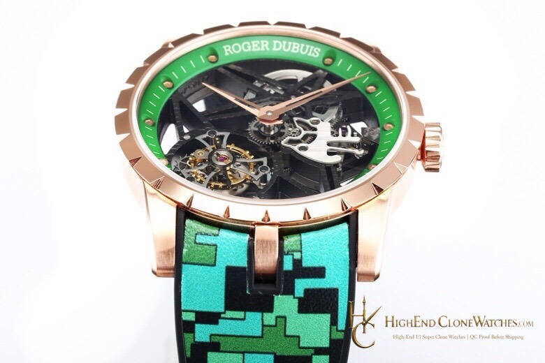 Roger Dubuis Excalibur RDDBEX0939 crown and case detail super clone watch