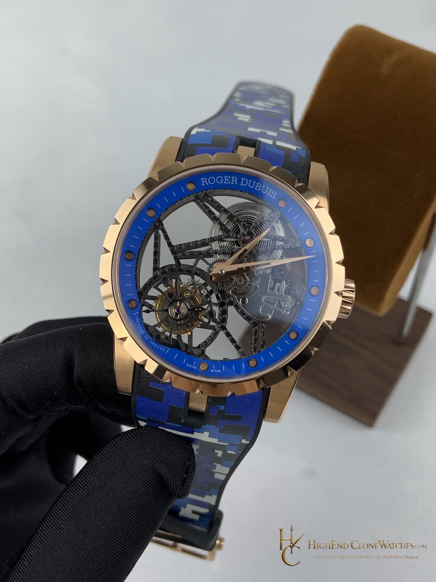 Roger Dubuis Excalibur RDDBEX0940 angled dial view super clone watch