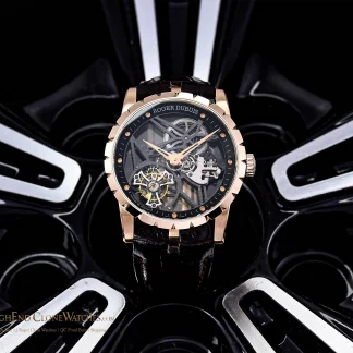Roger Dubuis RDDBEX0392 black-and-silver skeleton dial super clone watch