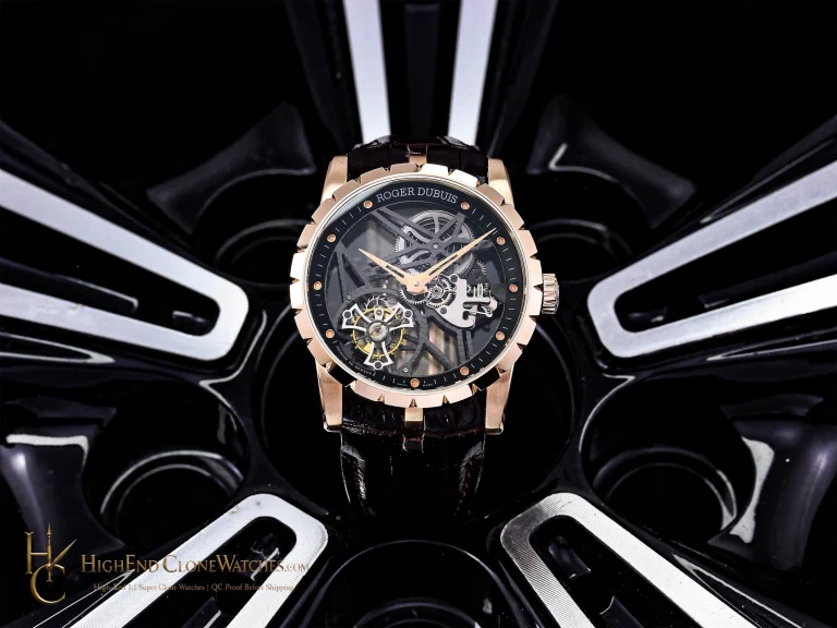 Roger Dubuis RDDBEX0392 black-and-silver skeleton dial super clone watch