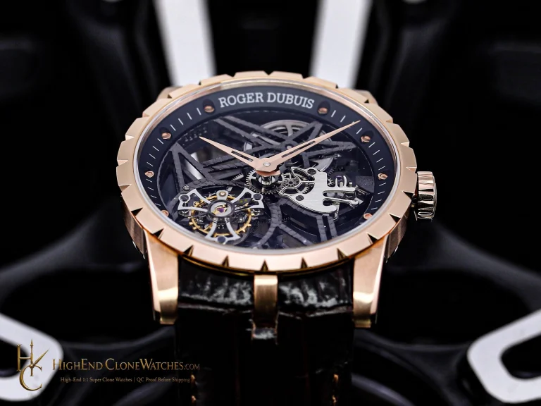 Roger Dubuis RDDBEX0392 black-and-silver skeleton dial super clone watch