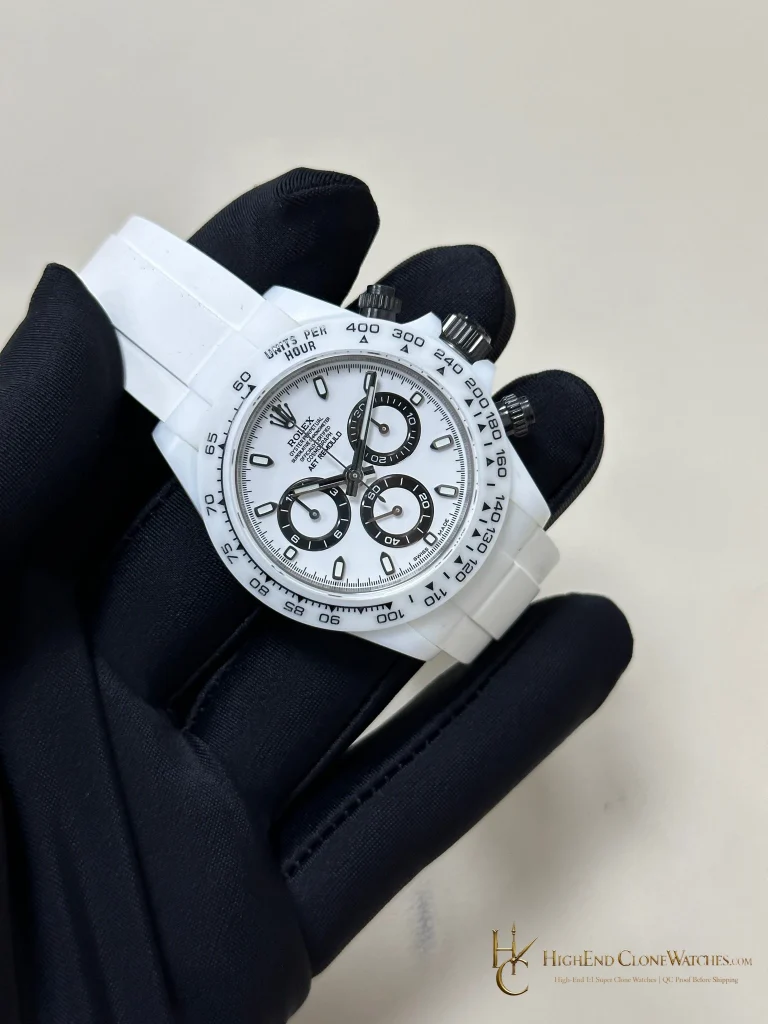 Rolex AET Daytona angled dial view super clone watch