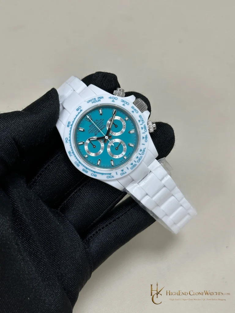 Rolex AET Daytona angled dial view super clone watch