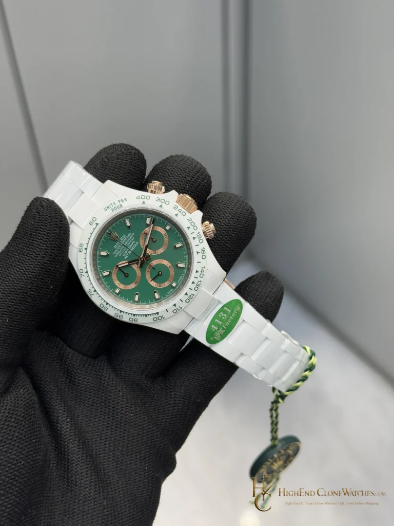 Rolex AET Daytona angled dial view super clone watch