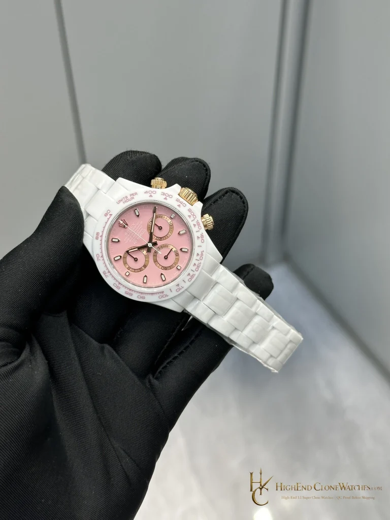 Rolex AET Daytona angled dial view super clone watch