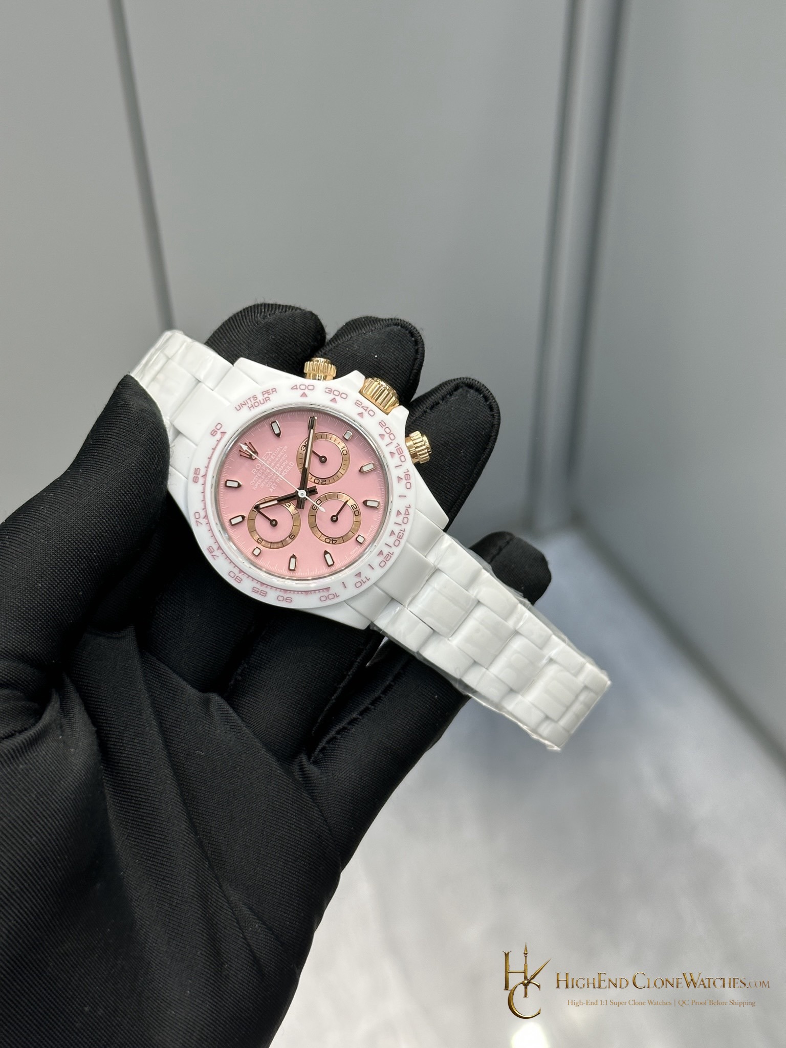 Rolex AET Daytona angled dial view super clone watch