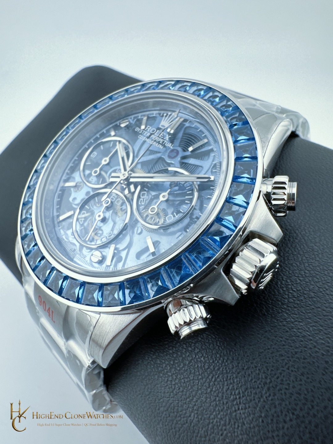 Rolex Arolla Daytona crown and case detail super clone watch