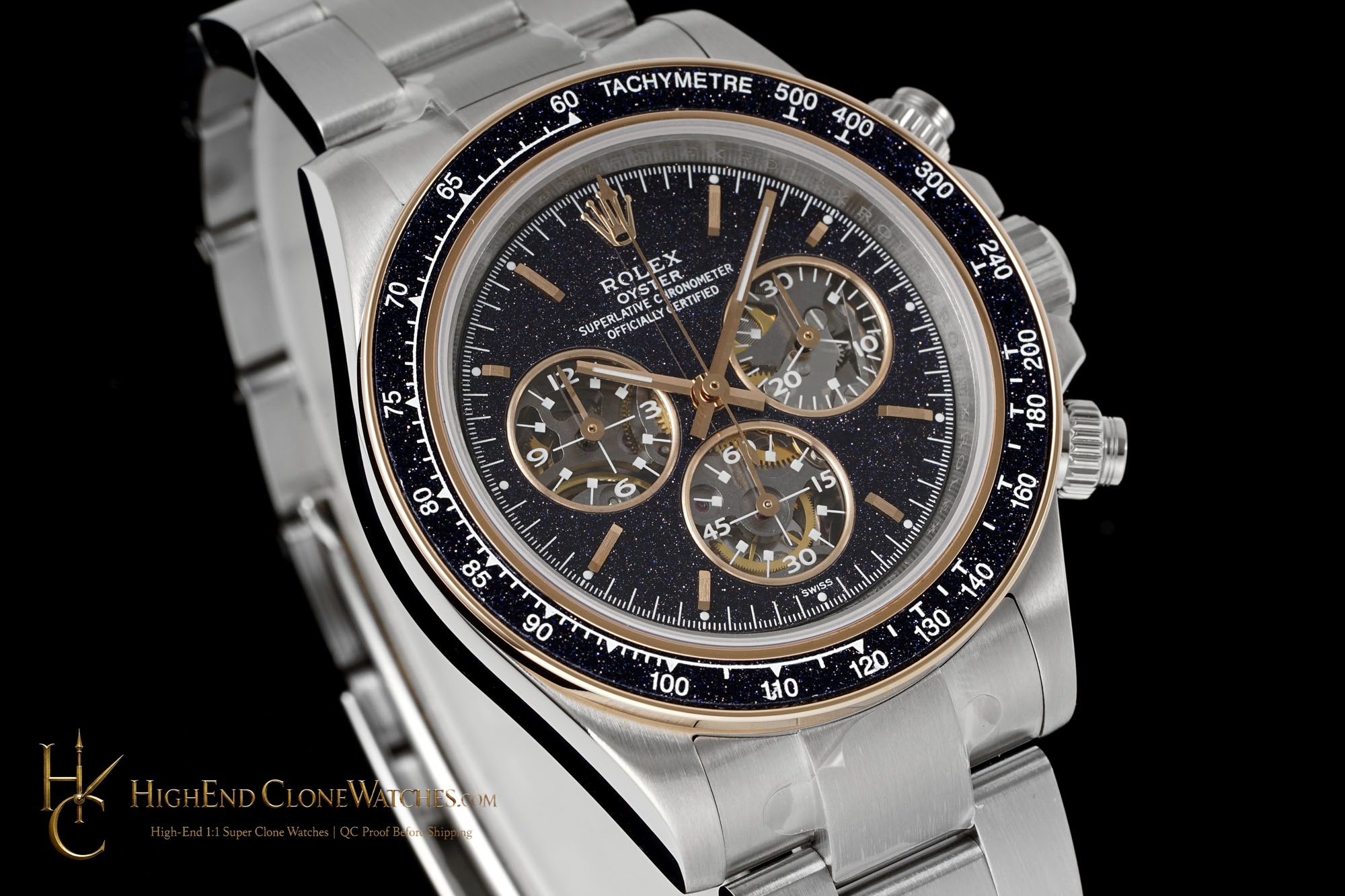 Rolex Daytona angled dial view super clone watch