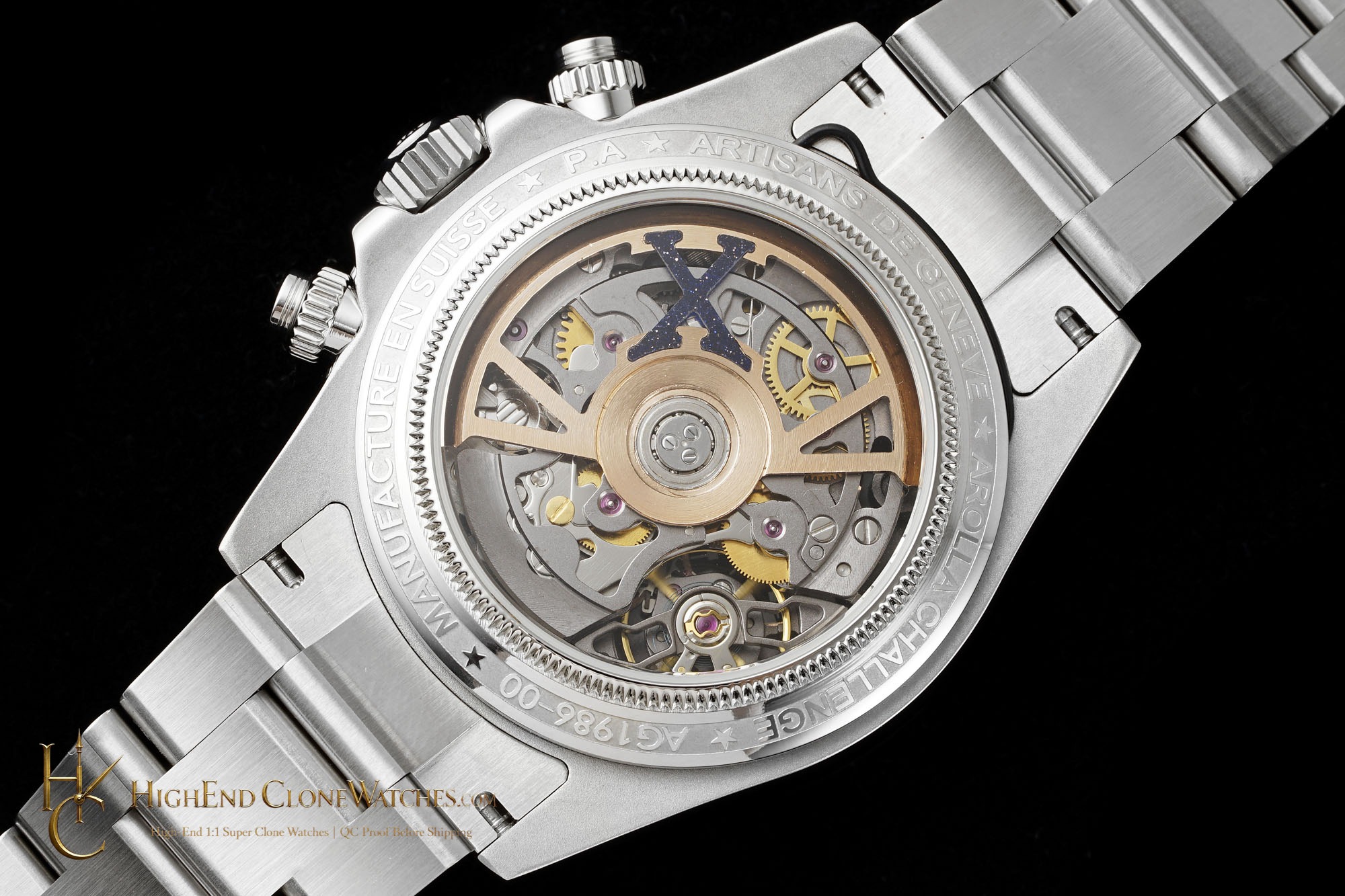 Rolex Daytona caseback view super clone watch