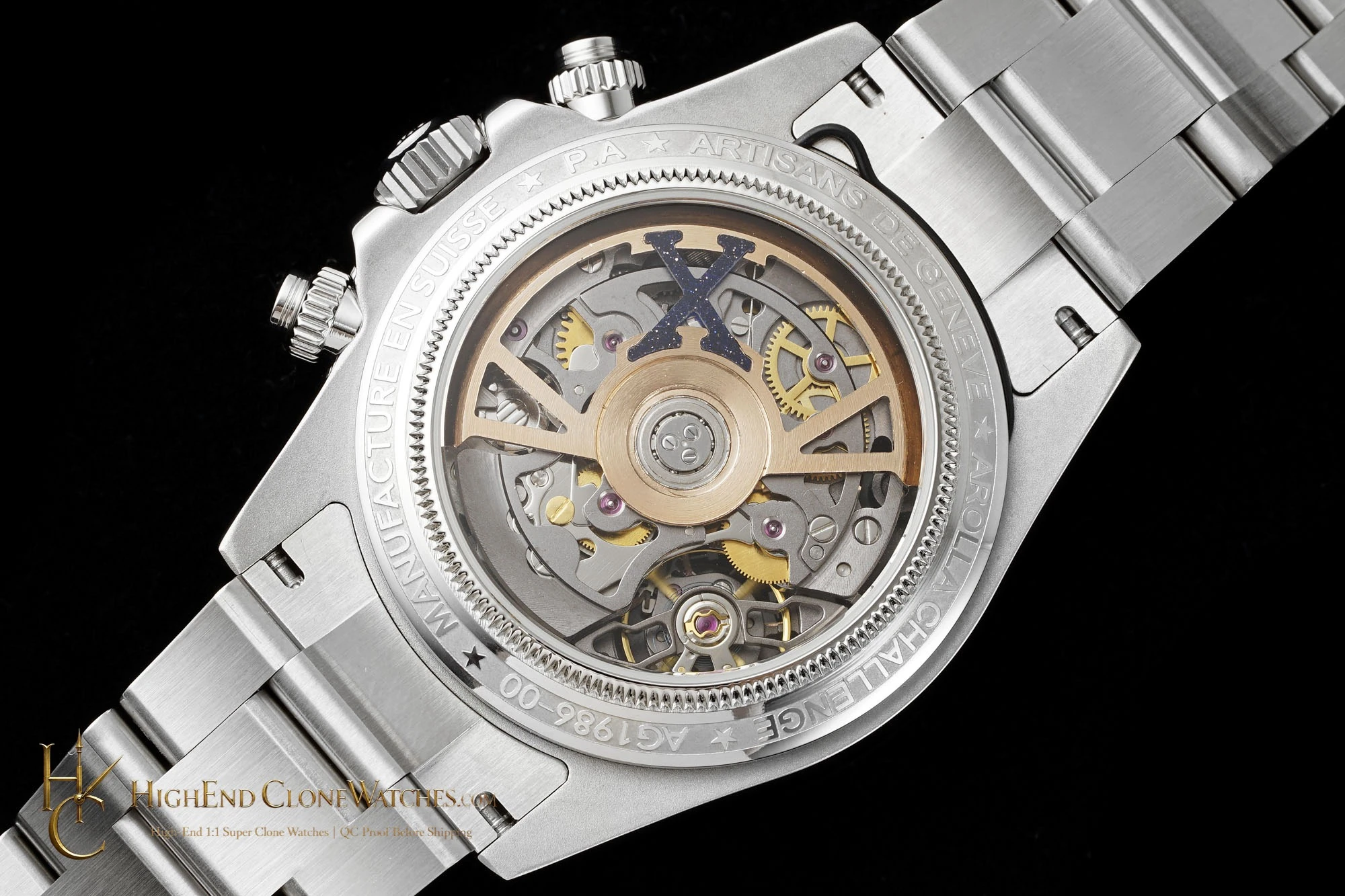 Rolex Daytona caseback view super clone watch