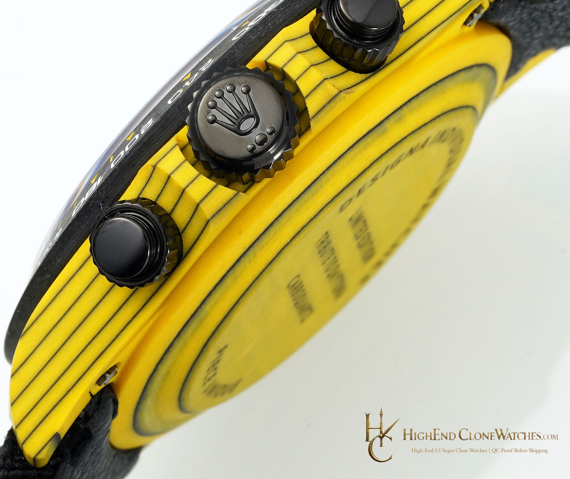 Rolex DiW Daytona crown and case detail super clone watch