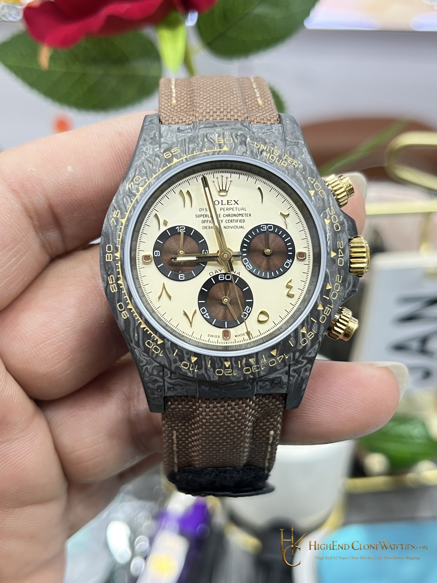 Rolex DiW Daytona front view super clone watch