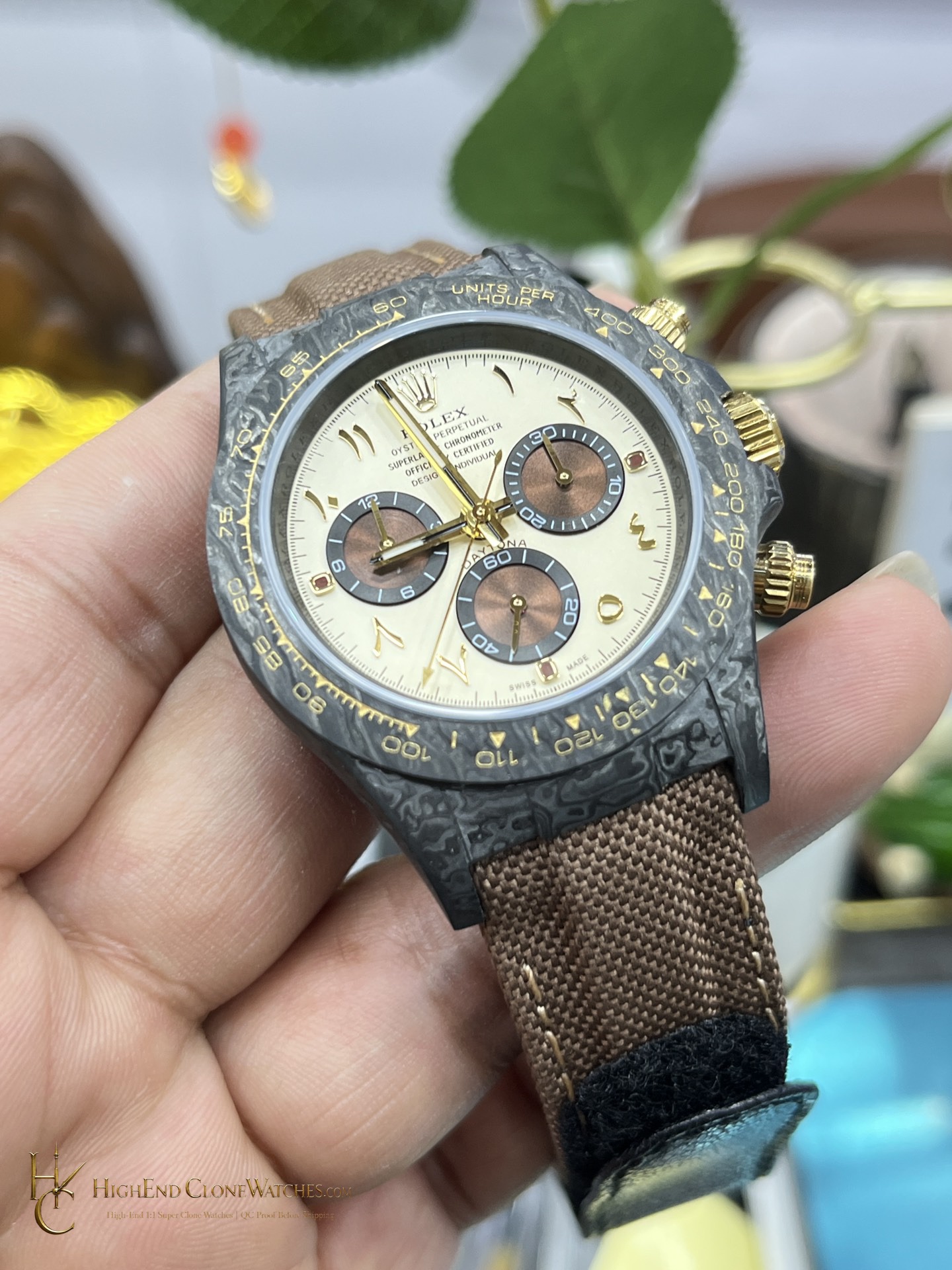 Rolex DiW Daytona bezel detail super clone watch