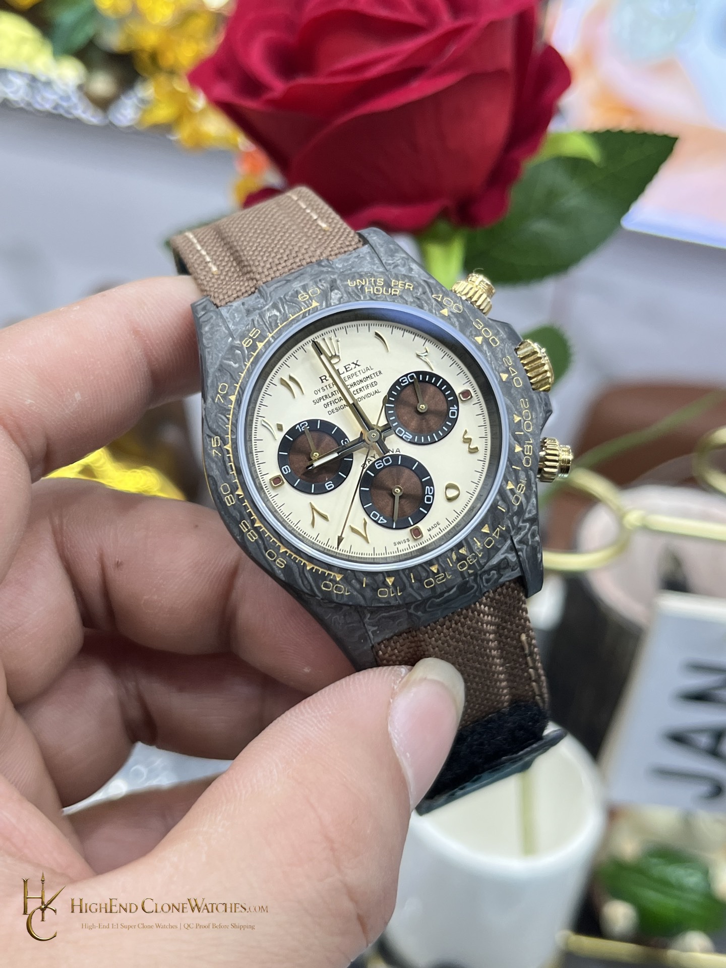 Rolex DiW Daytona caseback view super clone watch