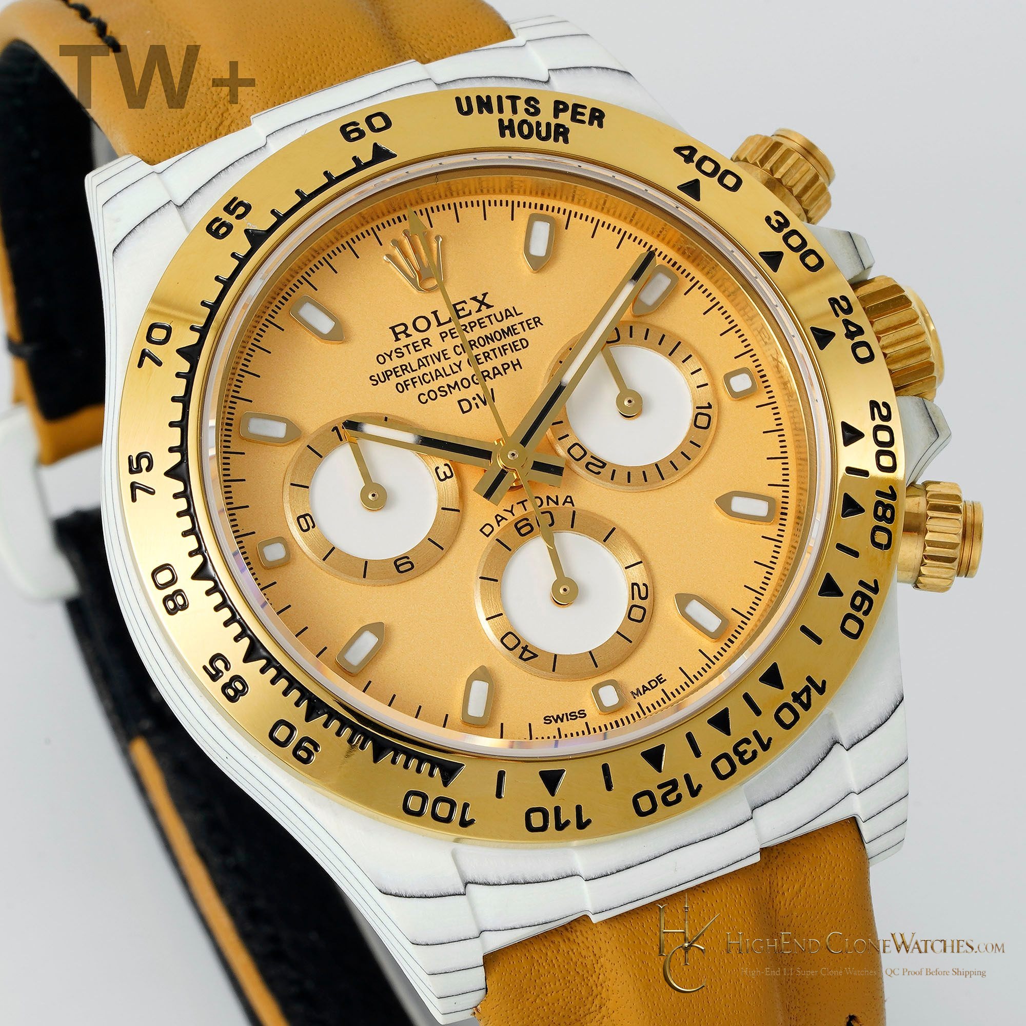 Rolex DiW Daytona angled dial view super clone watch