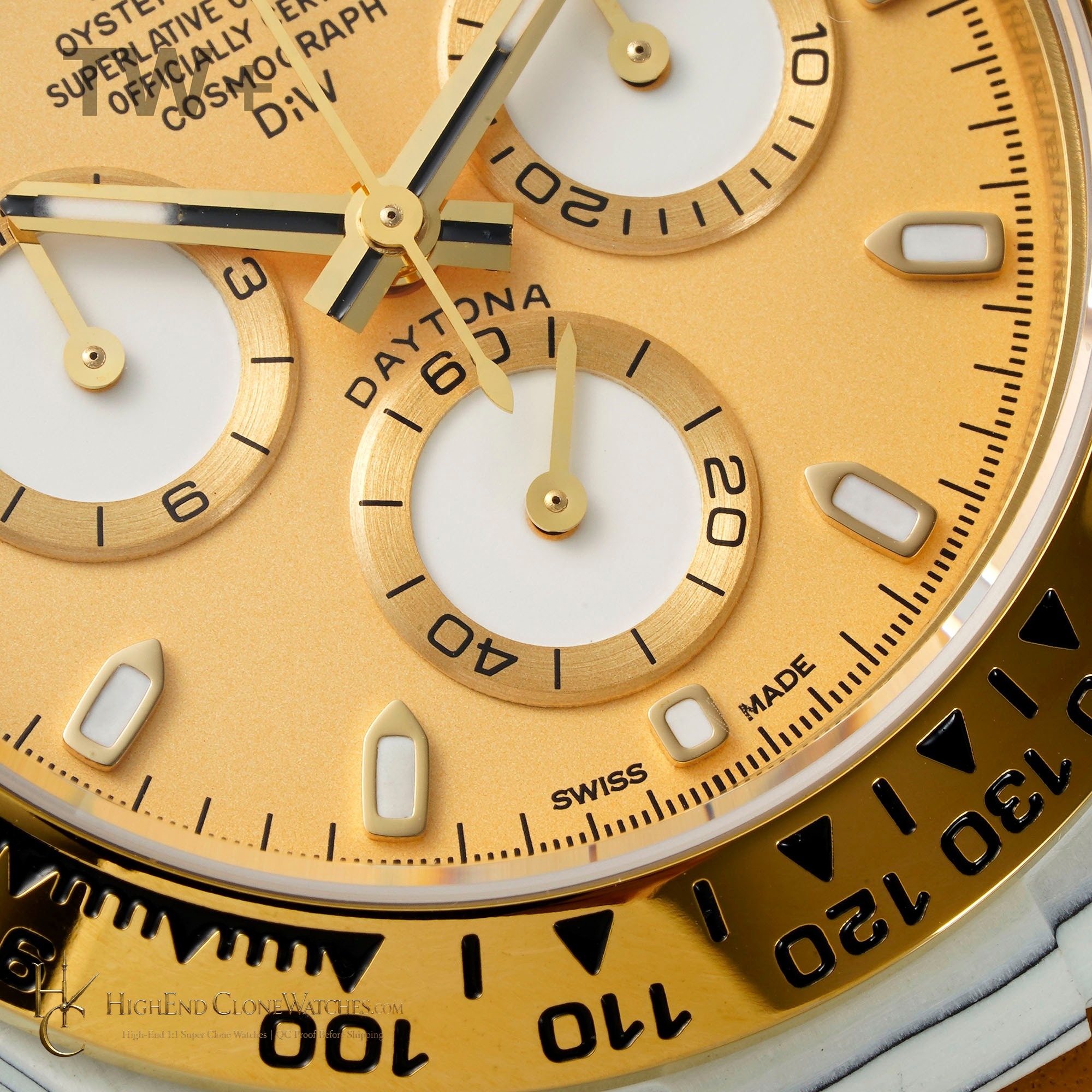 Rolex DiW Daytona bezel detail super clone watch
