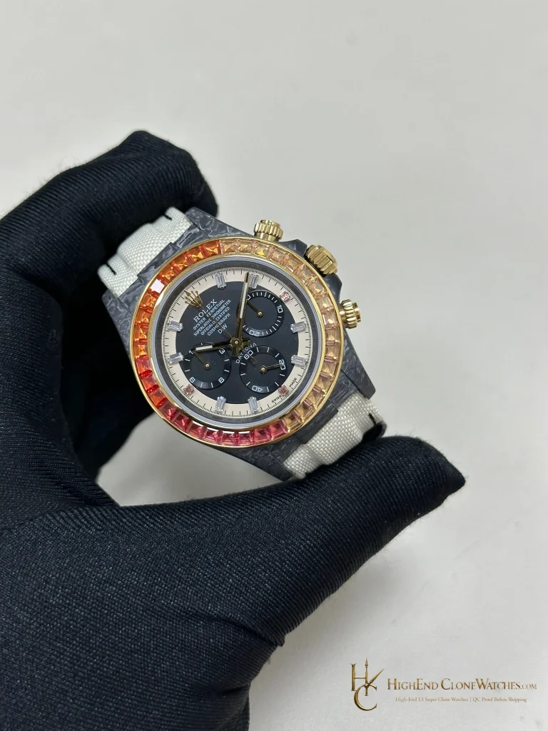 Rolex DiW Daytona angled dial view super clone watch