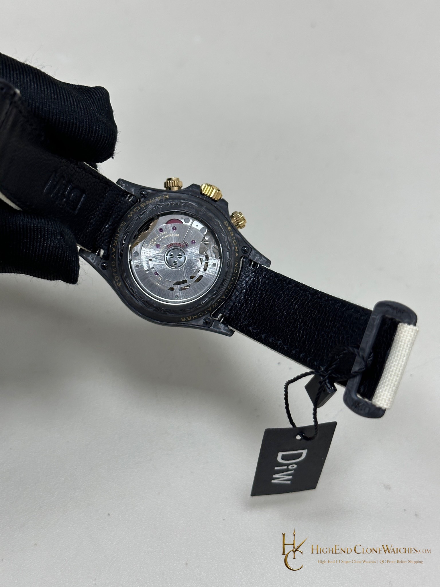 Rolex DiW Daytona crown and case detail super clone watch