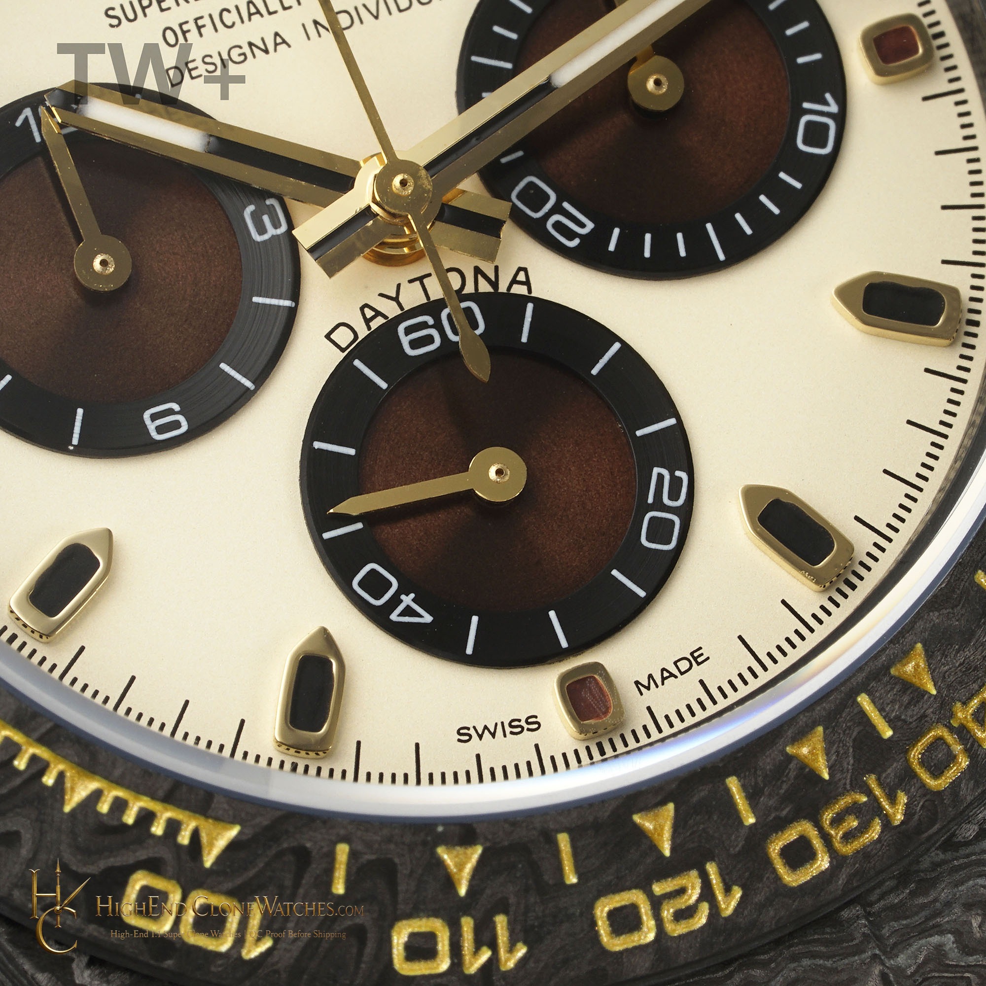 Rolex DiW Daytona bezel detail super clone watch