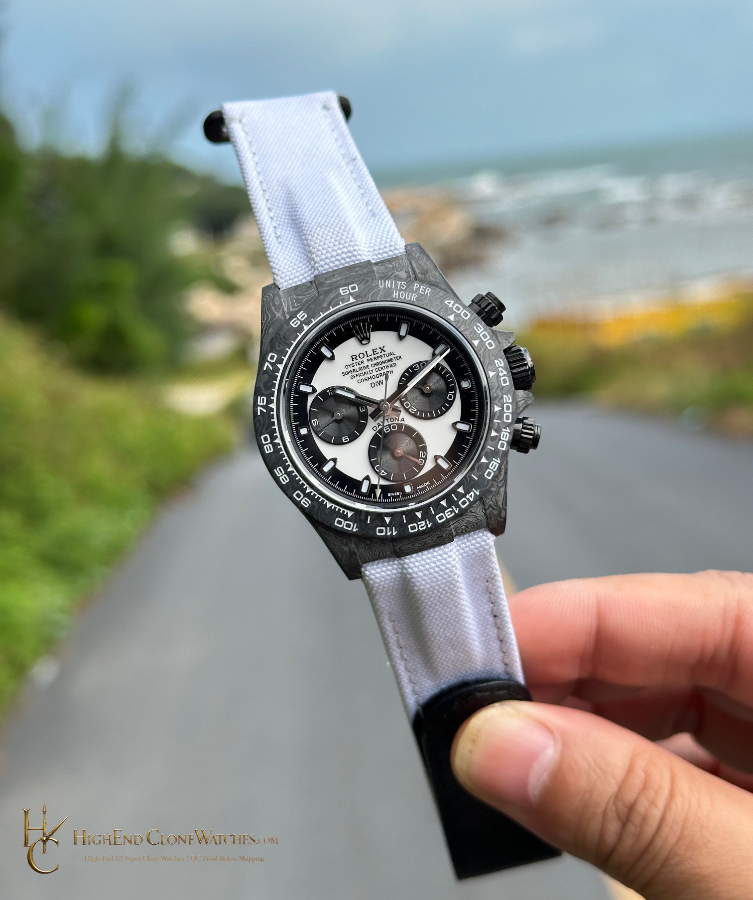 Rolex DiW Daytona bezel detail super clone watch
