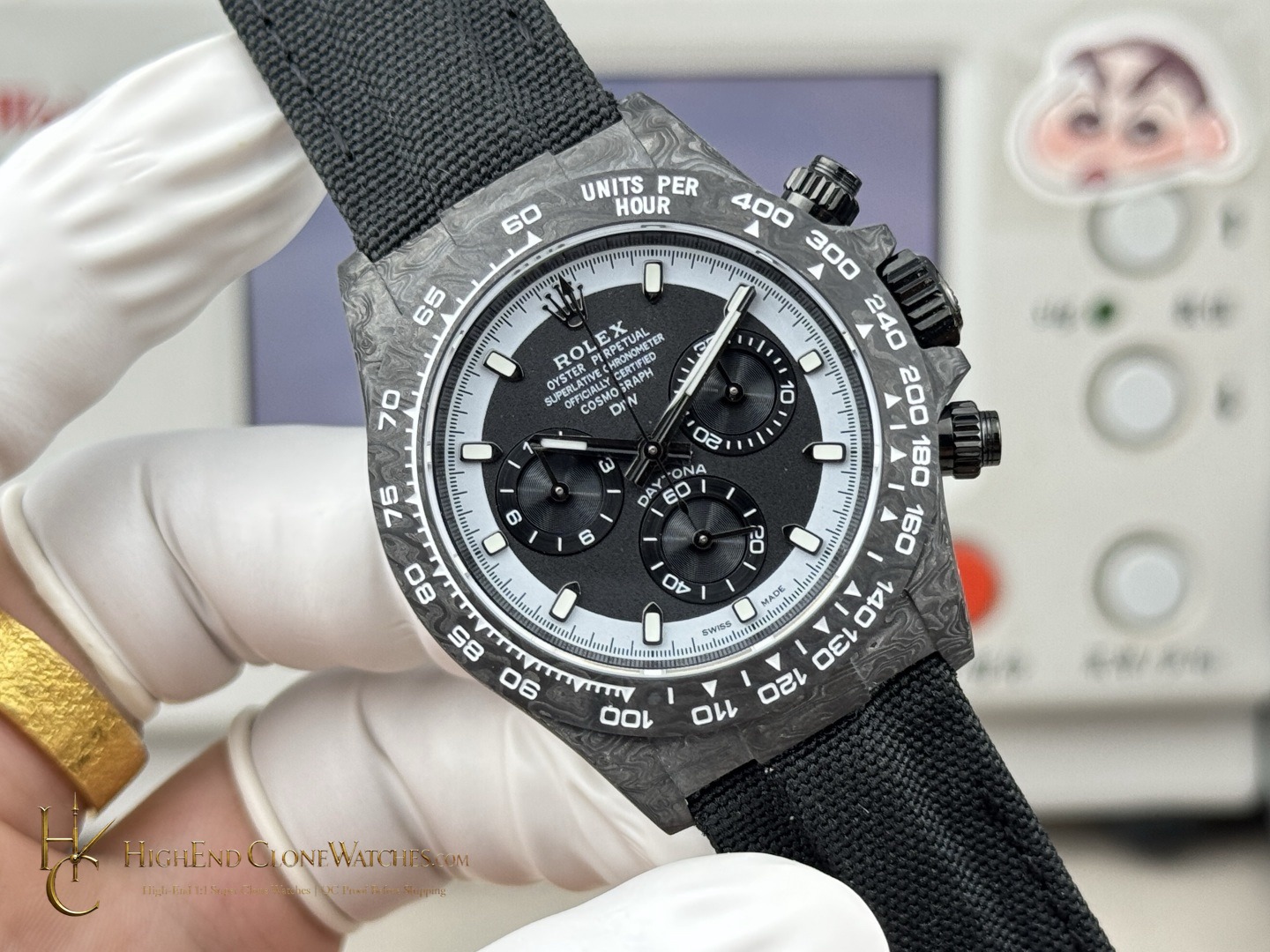 Rolex DiW Daytona angled dial view super clone watch