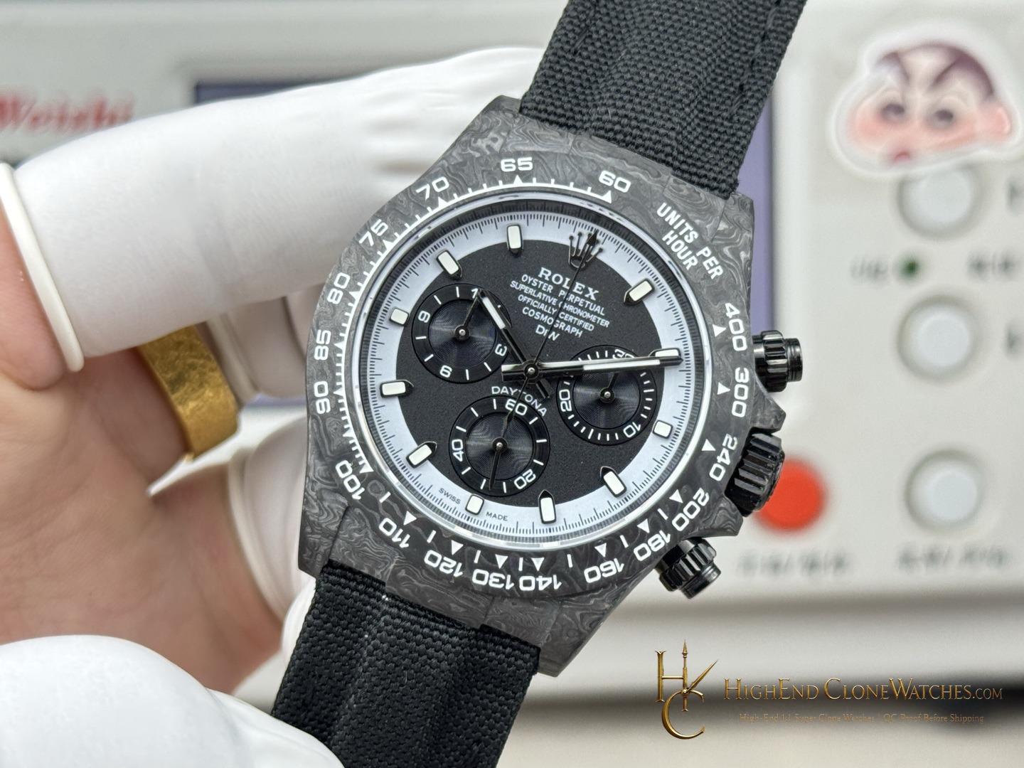 Rolex DiW Daytona dial and marker detail super clone watch