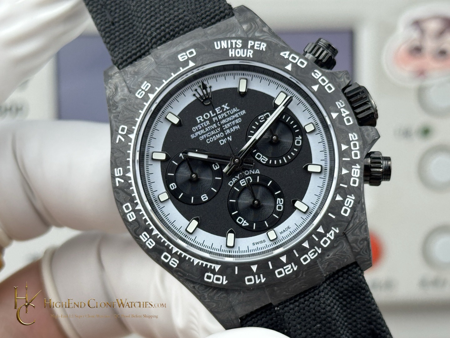Rolex DiW Daytona bezel detail super clone watch