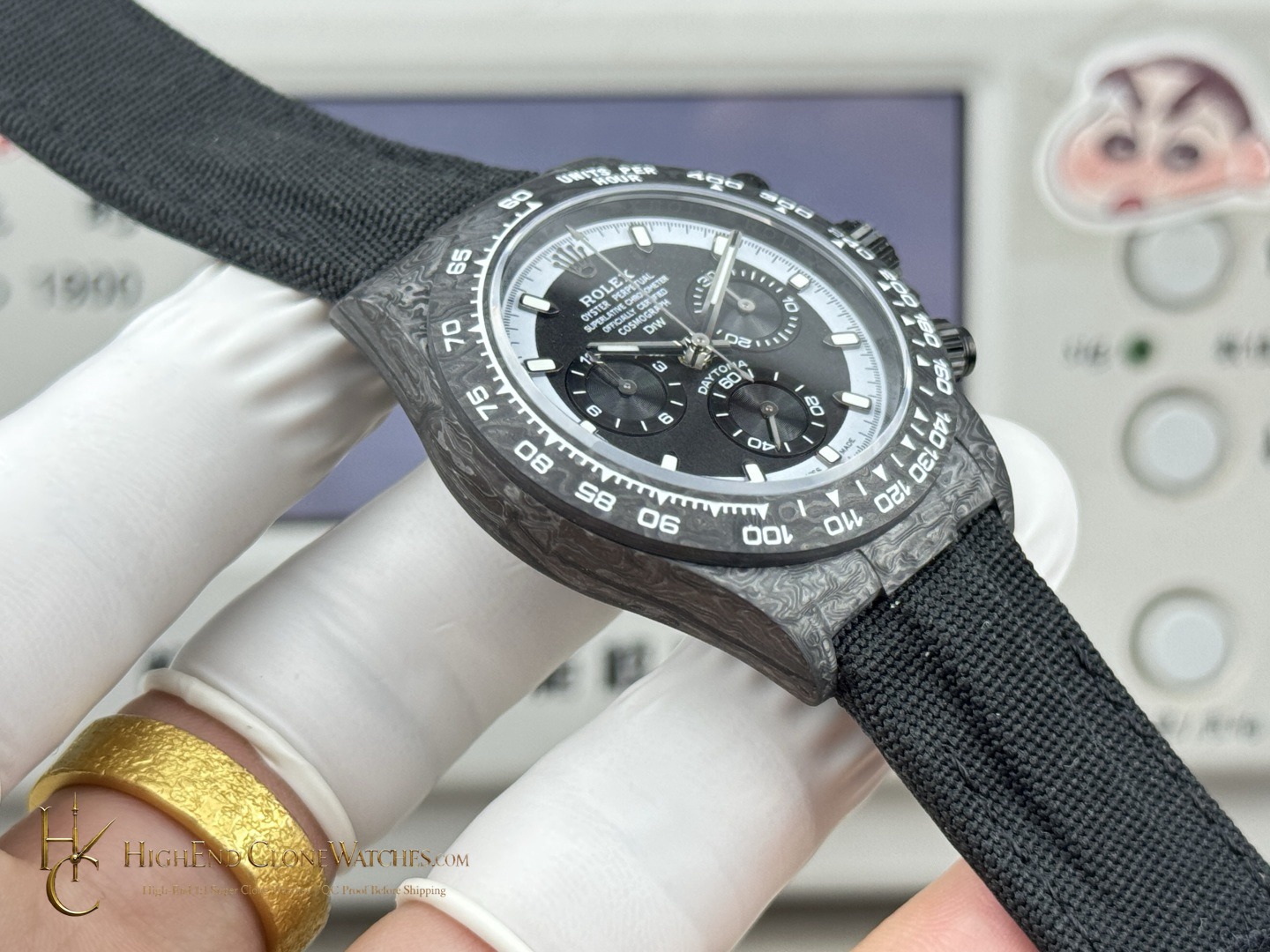 Rolex DiW Daytona crown and case detail super clone watch