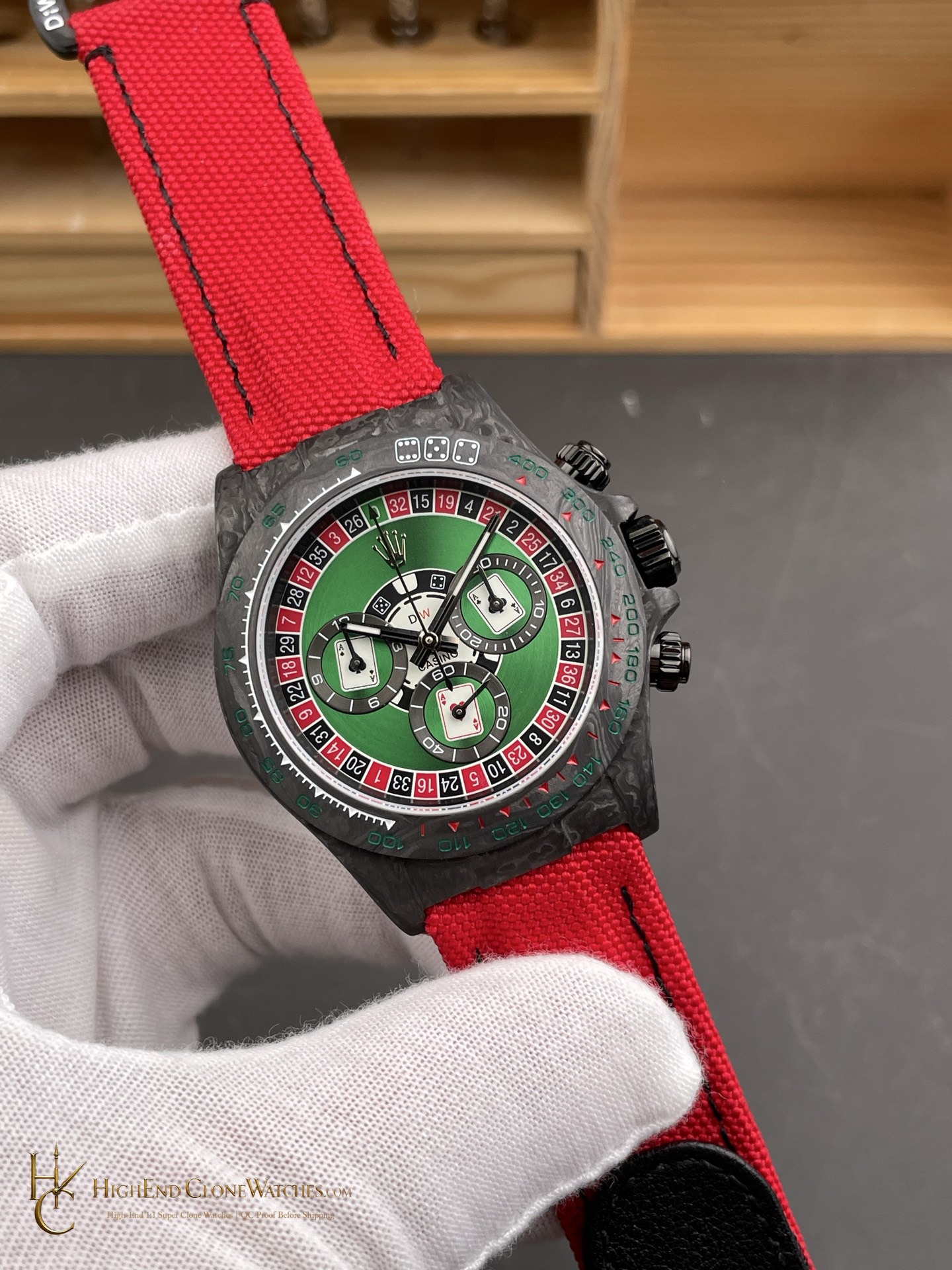 Rolex DiW Daytona angled dial view super clone watch