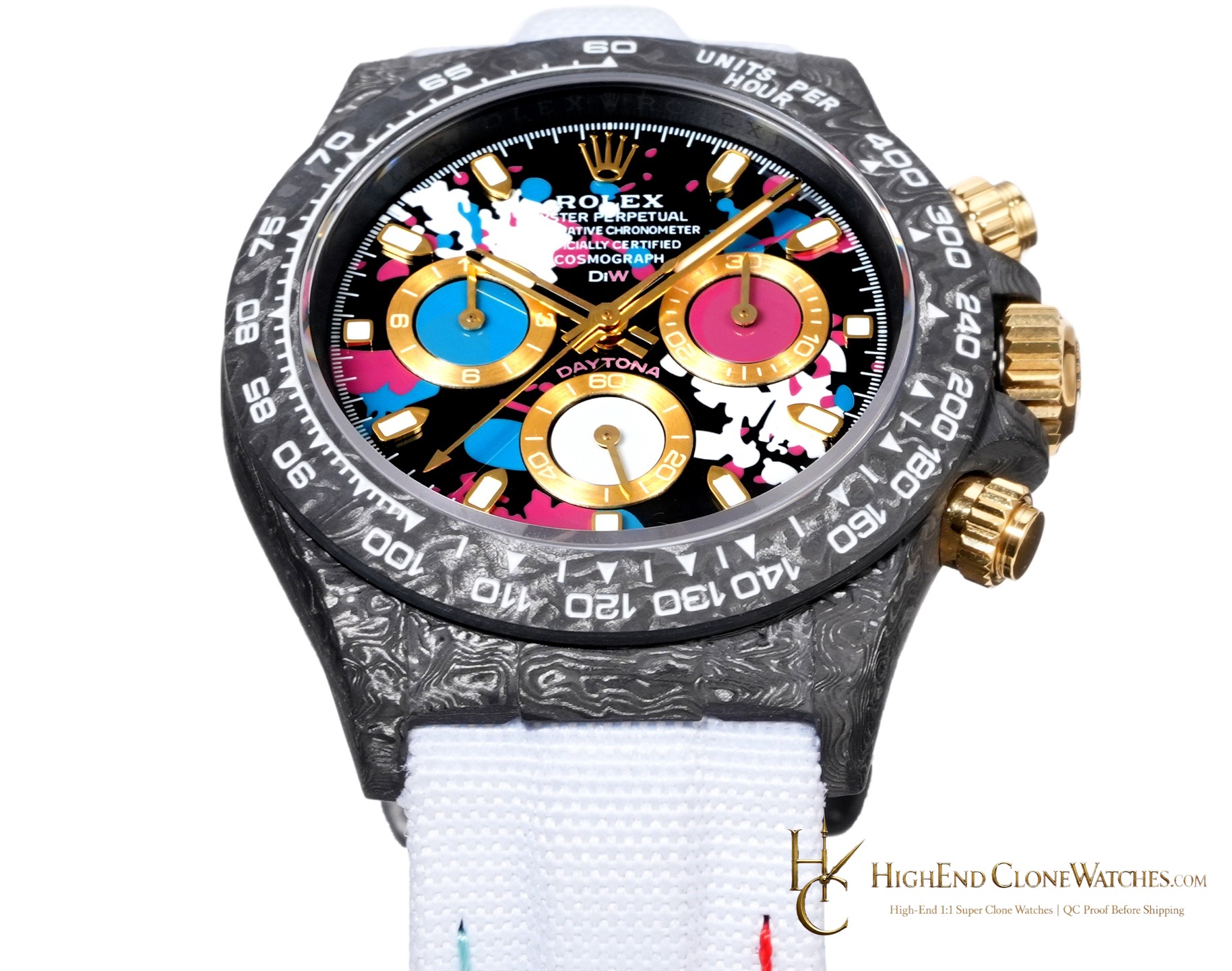 Rolex DiW Daytona angled dial view super clone watch