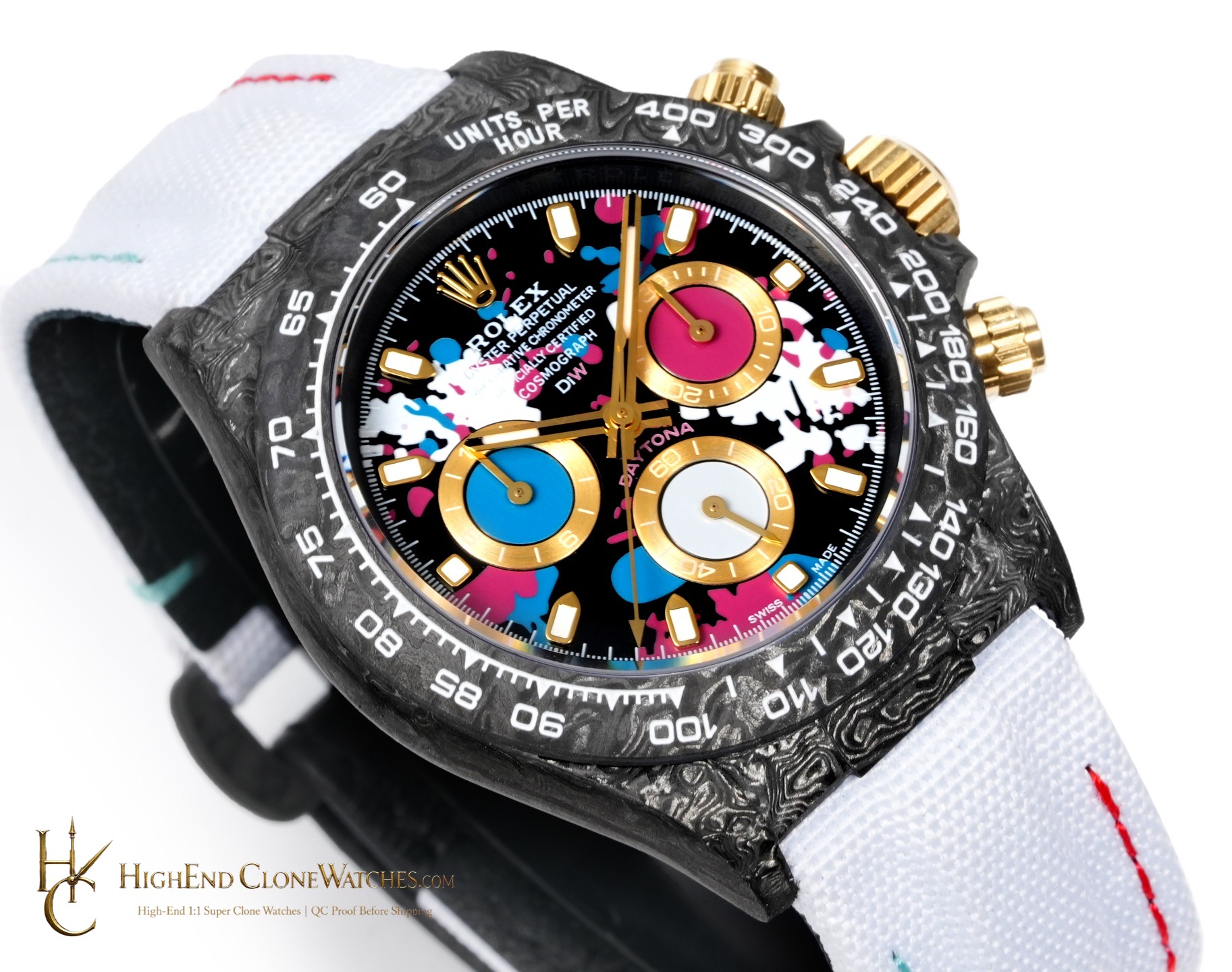 Rolex DiW Daytona dial and marker detail super clone watch
