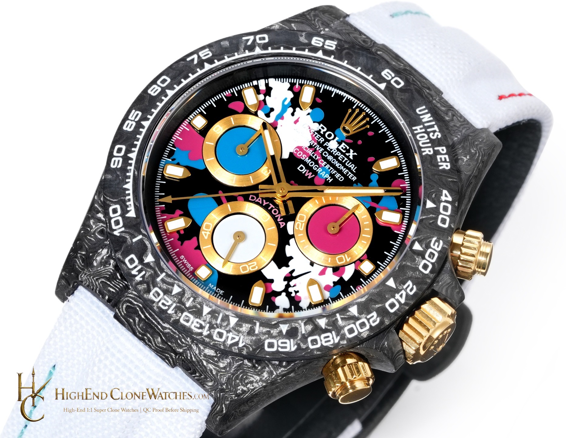 Rolex DiW Daytona bezel detail super clone watch