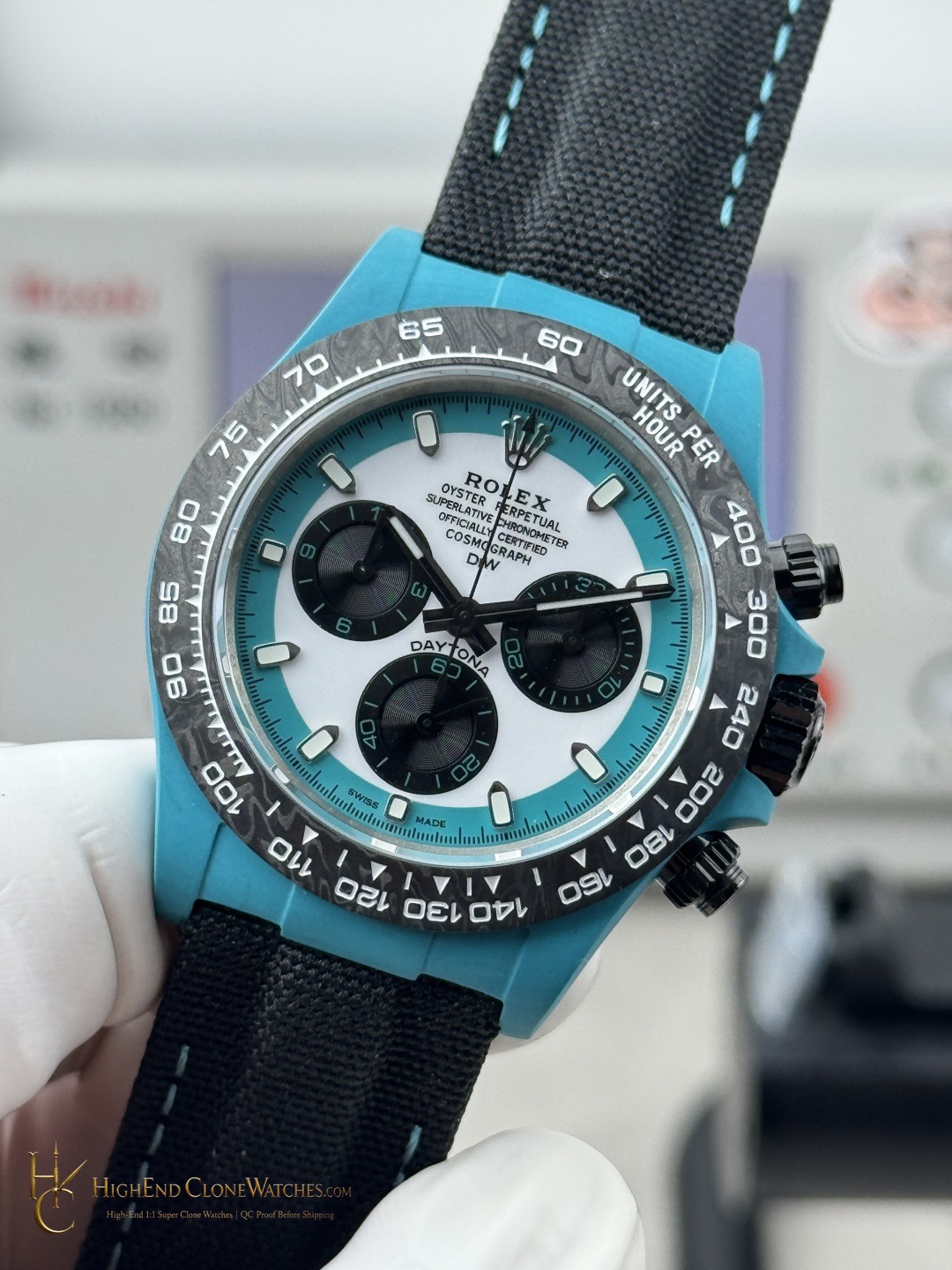 Rolex DiW Daytona bezel detail super clone watch