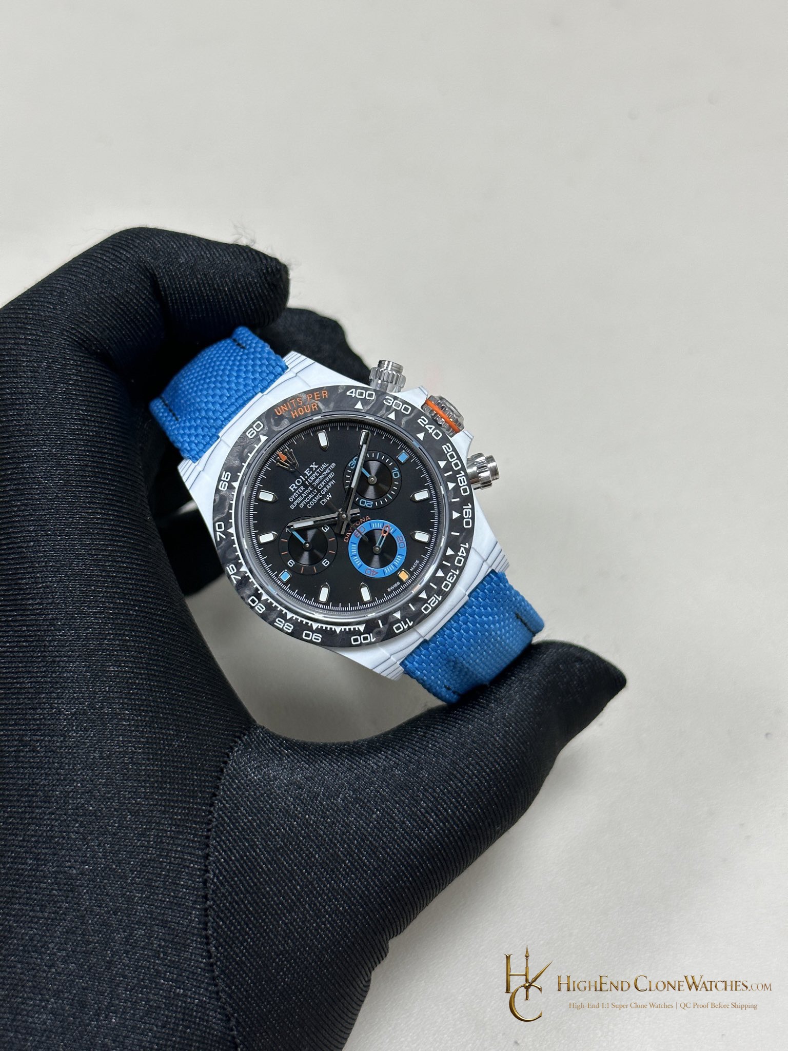Rolex DiW Daytona angled dial view super clone watch