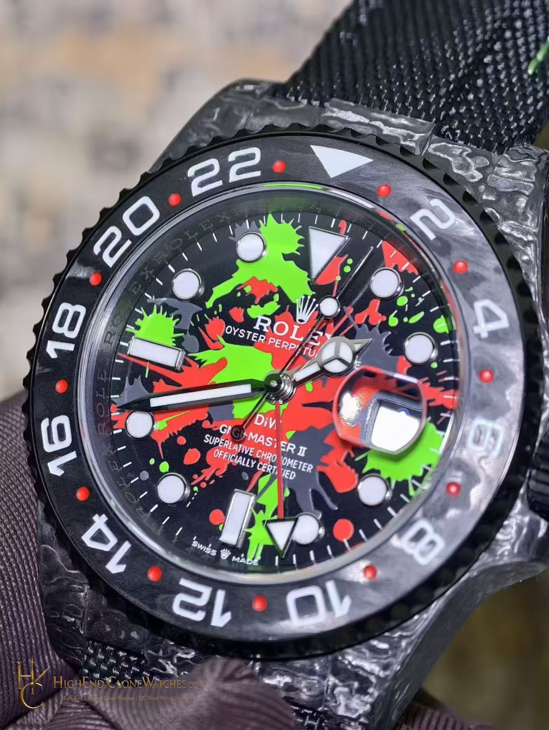 Rolex DiW GMT-Master II bezel detail super clone watch