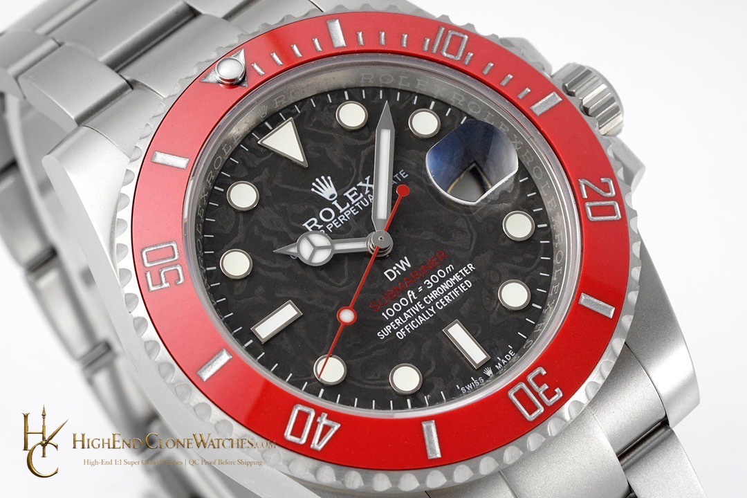Rolex DiW Submariner angled dial view super clone watch