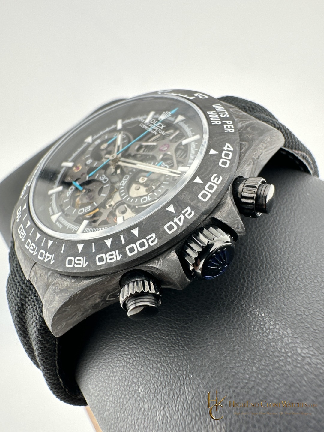 Rolex DiW Daytona crown and case detail super clone watch