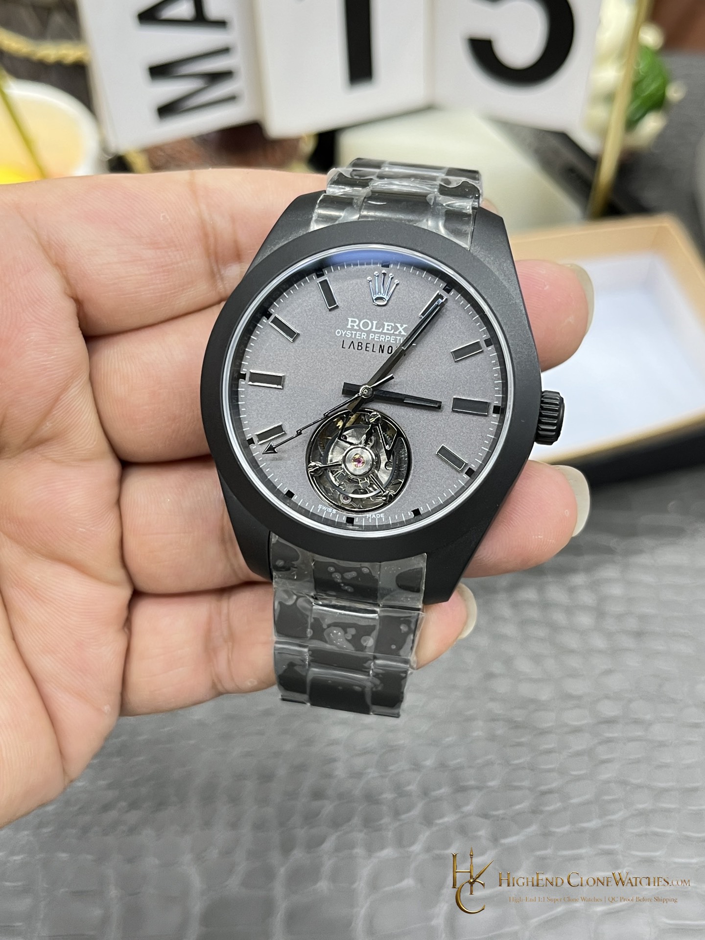 Rolex Tourbillon angled dial view super clone watch