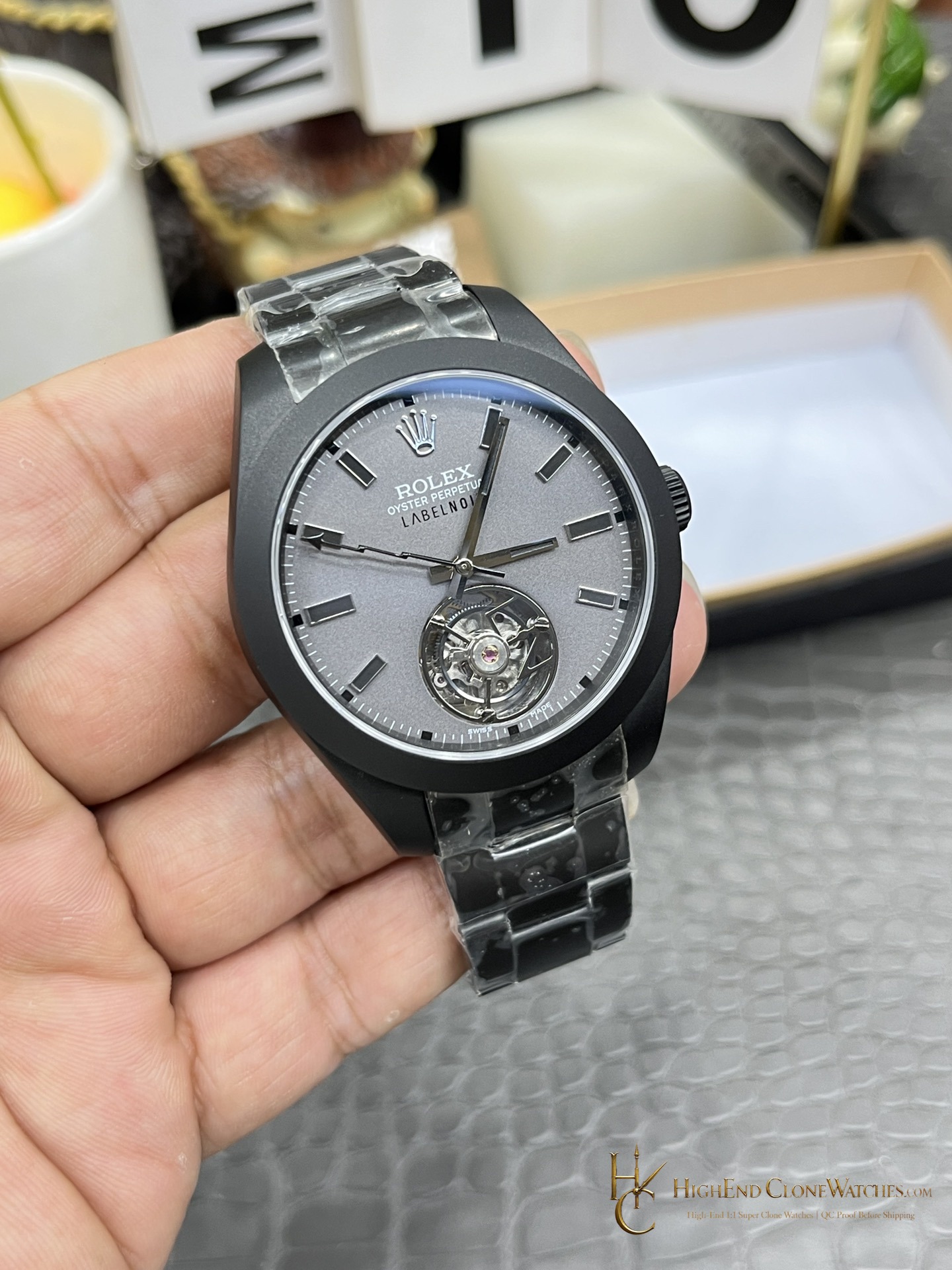 Rolex Tourbillon bezel detail super clone watch