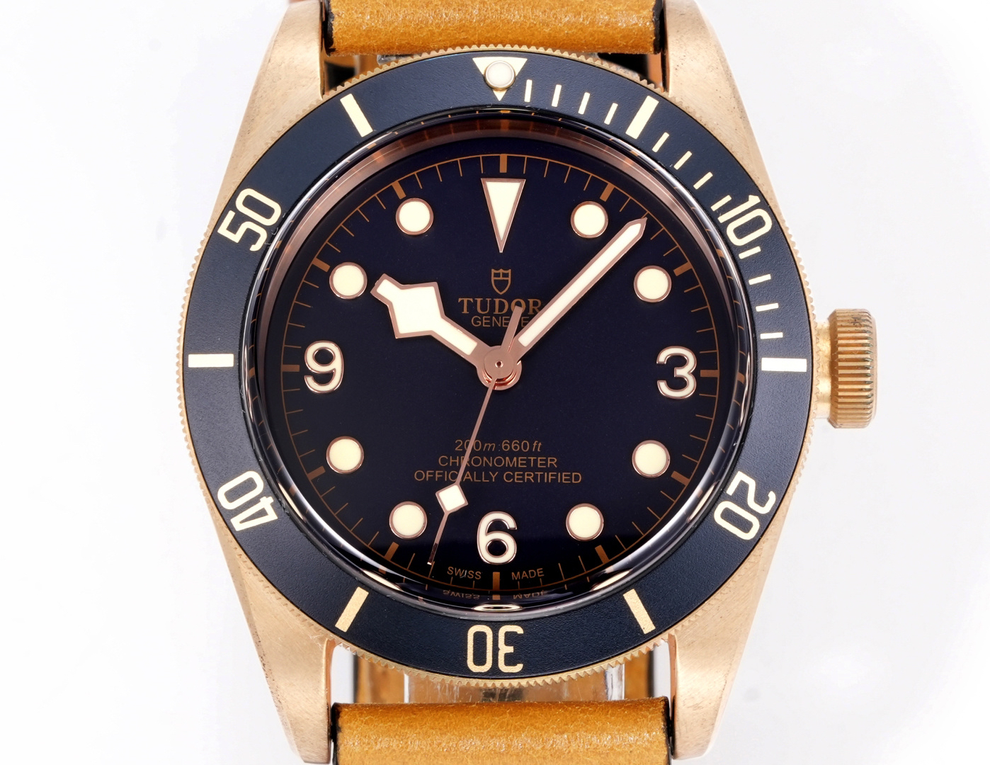Tudor Black Bay Bronze M79250BB-0001 dial and bezel detail super clone watch