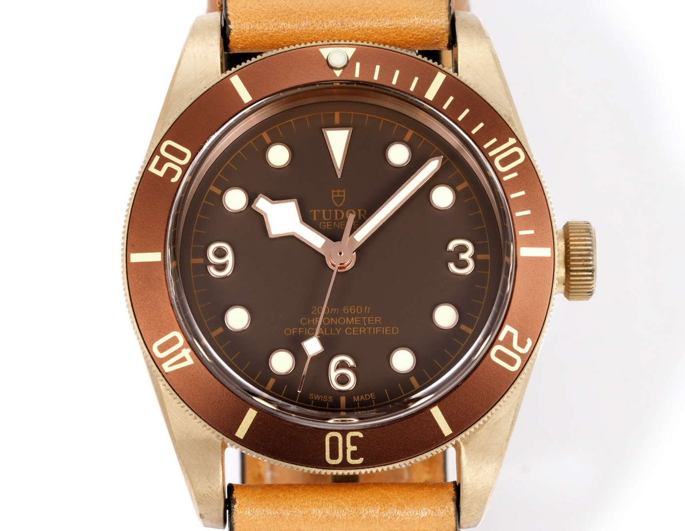 Tudor Black Bay Bronze M79250BM-0005 dial and bezel detail super clone watch