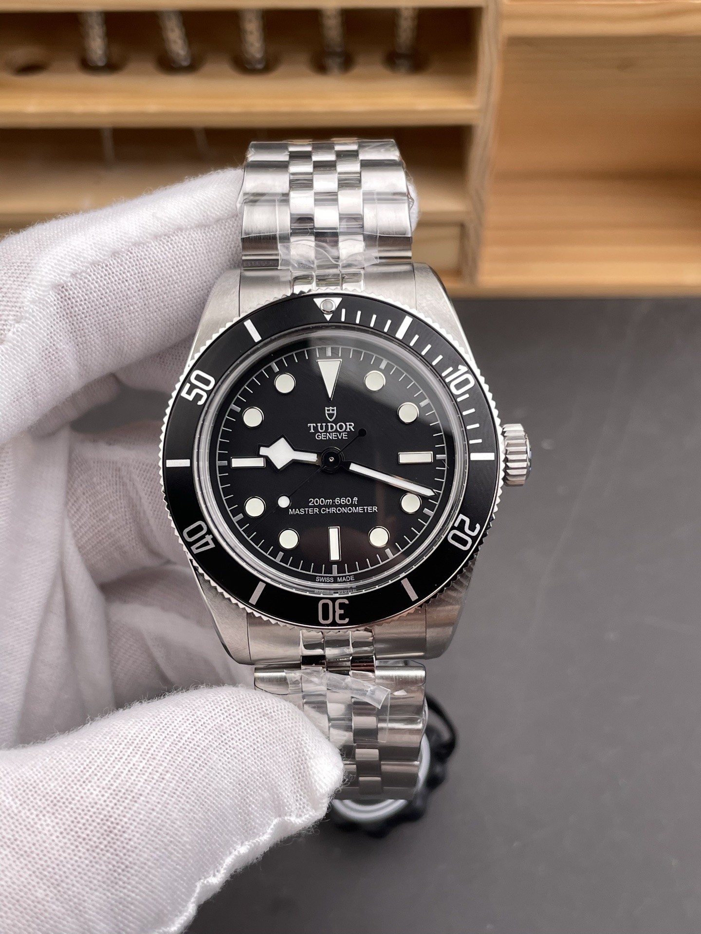 Tudor Black Bay M7941A1A0NU-0003 wrist or angle view super clone watch