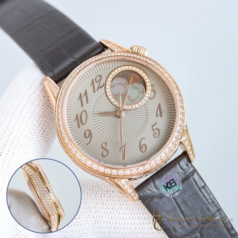 Vacheron Constantin Egerie Moon Phase 8005F/000R-B958 angled dial view super clone watch