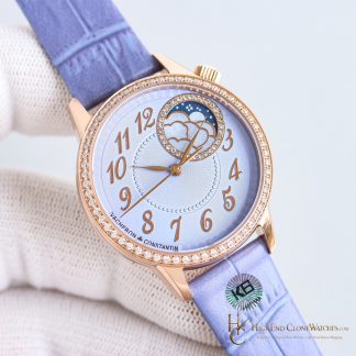Vacheron Constantin Egerie Moon Phase 8005F/000R-H030 angled dial view super clone watch