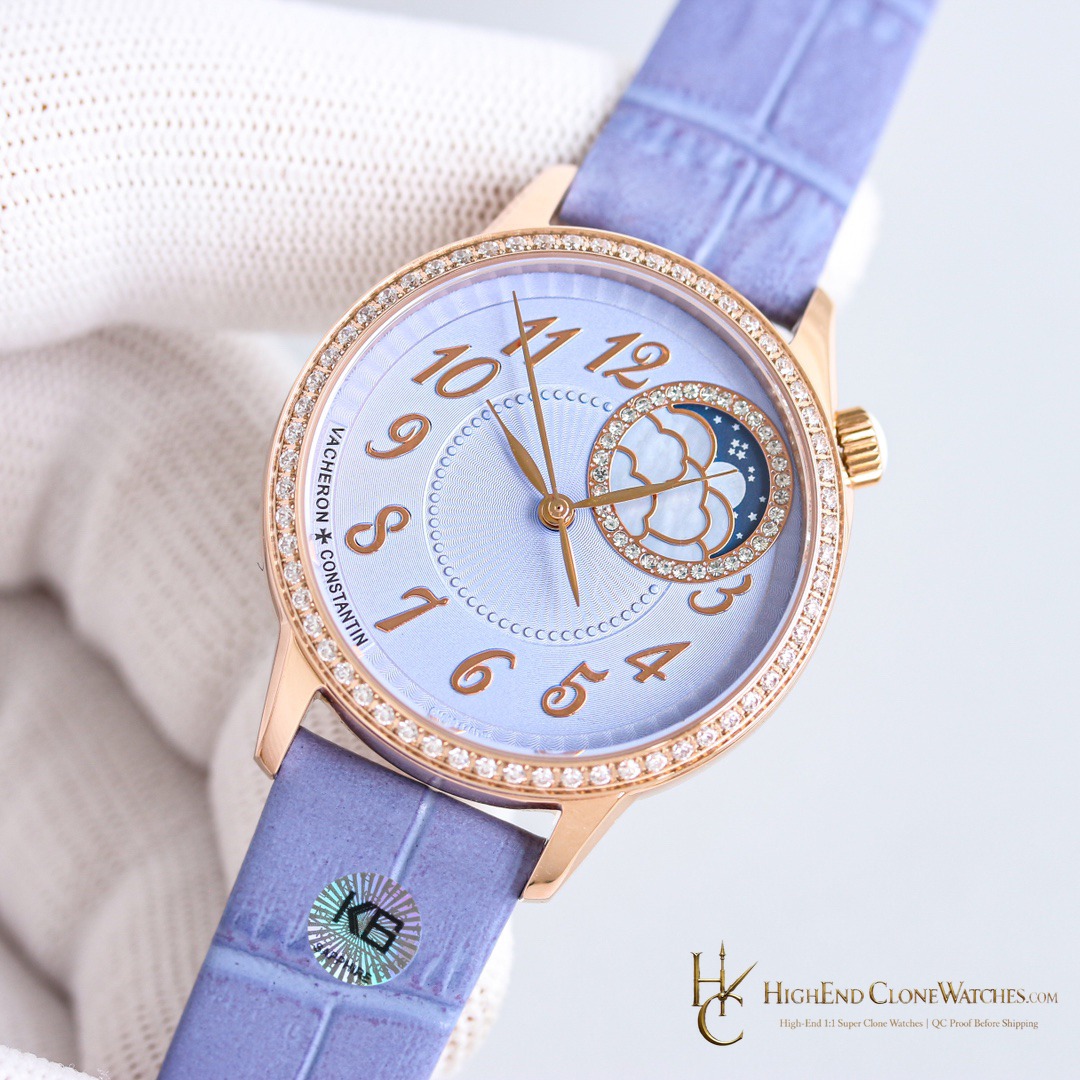 Vacheron Constantin Egerie Moon Phase 8005F/000R-H030 dial and marker detail super clone watch